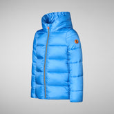 Girls's Hooded Animal free Puffer Coat Gracie in cerulean blue | Save The Duck