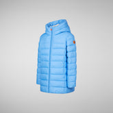 Girls' Pris Hooded Puffer Coat with Faux Fur Lining in Cerulean Blue | Save The Duck