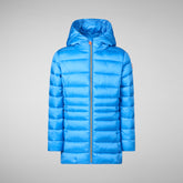 Girls' animal free Puffer jacket Maggy in cerulean blue - Animal-Free Puffer Jackets for Girls | Save The Duck