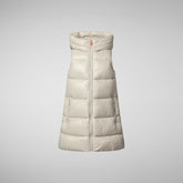 Girls' Uma Long Hooded Puffer Vest in Rainy Beige - New Arrivals | Save The Duck