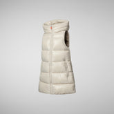 Girls' Uma Long Hooded Puffer Vest in Rainy Beige - New Arrivals | Save The Duck