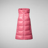 Girls' Uma Long Hooded Puffer Vest in Bloom Pink - SaveTheDuck Sale | Save The Duck