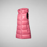 Girls' Uma Long Hooded Puffer Vest in Bloom Pink - Icons Collection | Save The Duck