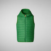 Unisex Kids' Cupid Hooded Puffer Vest in Rainforest Green | Save The Duck