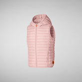 Unisex Kids' Cupid Hooded Puffer Vest in Blush Pink | Save The Duck