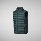 Unisex Kids' Andy Puffer Vest in Green Black - Fall Winter 2023 Boys' Collection | Save The Duck