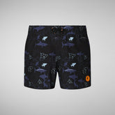 Boys' Getu Swim Trunks in Sharks on Black - Kids' Collection | Save The Duck