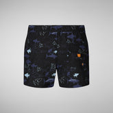 Boys' Getu Swim Trunks in Sharks on Black - All Save The Duck Products | Save The Duck