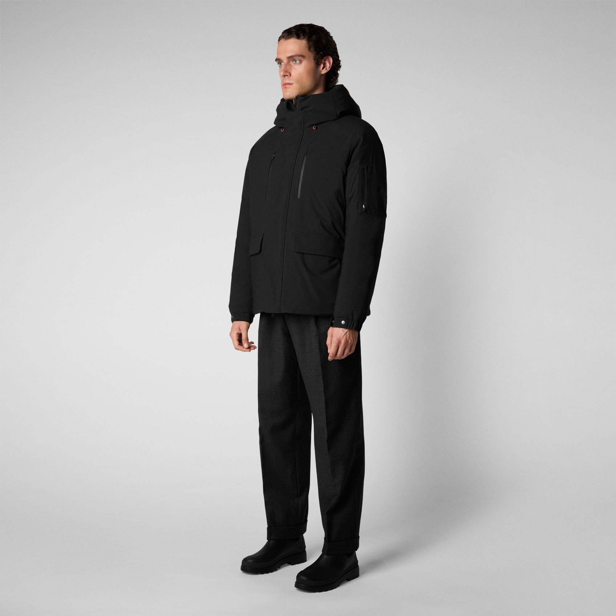 Men's Hiram Hooded Parka in Black - Save The Duck