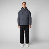Men's Hiram Hooded Parka in Grey Black - SaveTheDuck Sale | Save The Duck