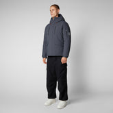 Men's Hiram Hooded Parka in Grey Black | Save The Duck