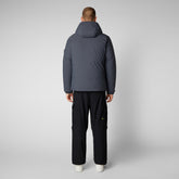 Men's Hiram Hooded Parka in Grey Black - SaveTheDuck Sale | Save The Duck
