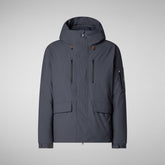 Men's Hiram Hooded Parka in Navy Blue | Save The Duck