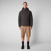 Men's Hiram Hooded Parka in Brown Black | Save The Duck