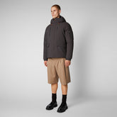 Men's Hiram Hooded Parka in Brown Black - Parkas | Save The Duck