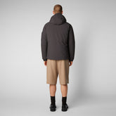 Men's Hiram Hooded Parka in Brown Black | Save The Duck