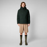 Men's Hiram Hooded Parka in Green Black - Men's Collection | Save The Duck