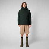 Men's Hiram Hooded Parka in Green Black - Men's Parkas | Save The Duck