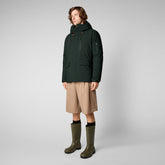 Men's Hiram Hooded Parka in Green Black - Men's Extremely Warm Collection | Save The Duck