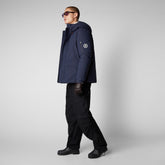 Men's Hiram Hooded Parka in Navy Blue - SaveTheDuck Sale | Save The Duck