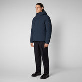 Men's Hiram Hooded Parka in Blue Black - Men's Collection | Save The Duck