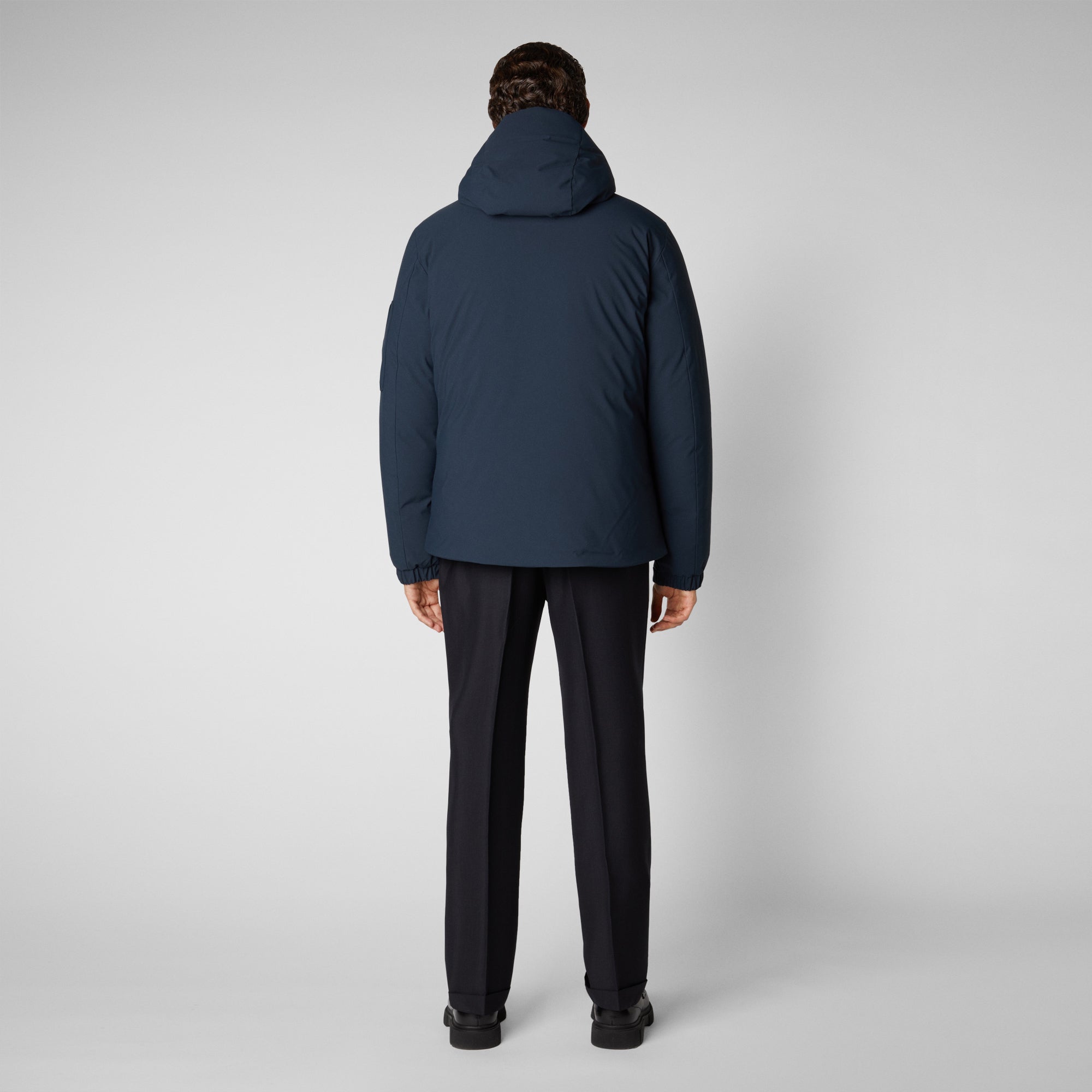 Men's Hiram Hooded Parka in Blue Black - Save The Duck