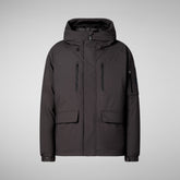 Man's hooded parka Hiram in brown black | Save The Duck