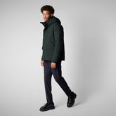 Man's hooded parka Hiram in green black - Arctic Man | Save The Duck