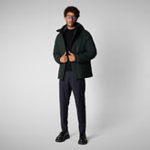 Man's hooded parka Hiram in green black | Save The Duck