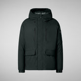 Man's hooded parka Hiram in green black | Save The Duck