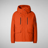 Man's hooded parka Hiram in maple orange | Save The Duck