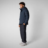 Man's hooded parka Hiram in blue black - Arctic Man | Save The Duck