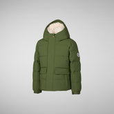 Boys' hooded parka Klaus in moss green | Save The Duck