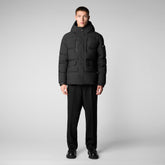 Men's Alter Hooded Quilted Parka in Black - SaveTheDuck Sale | Save The Duck