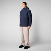 Men's Alter Hooded Quilted Parka in Navy Blue - Men's Classic Soul Guide | Save The Duck
