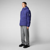 Men's Alter Hooded Quilted Parka in Eclipse Blue - SaveTheDuck Sale | Save The Duck
