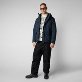Men's Mazus Hooded Parka in Blue Black - SMEG Collection | Save The Duck