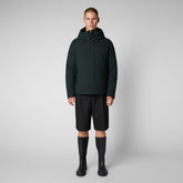 Men's Ulmus Hooded Parka in Green Black - New Arrivals | Save The Duck