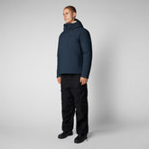 Men's Ulmus Hooded Parka in Blue Black - New Arrivals | Save The Duck