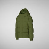 Boys' animal free puffer norwood in moss green - Fall-Winter 2024 Boys' collection | Save The Duck