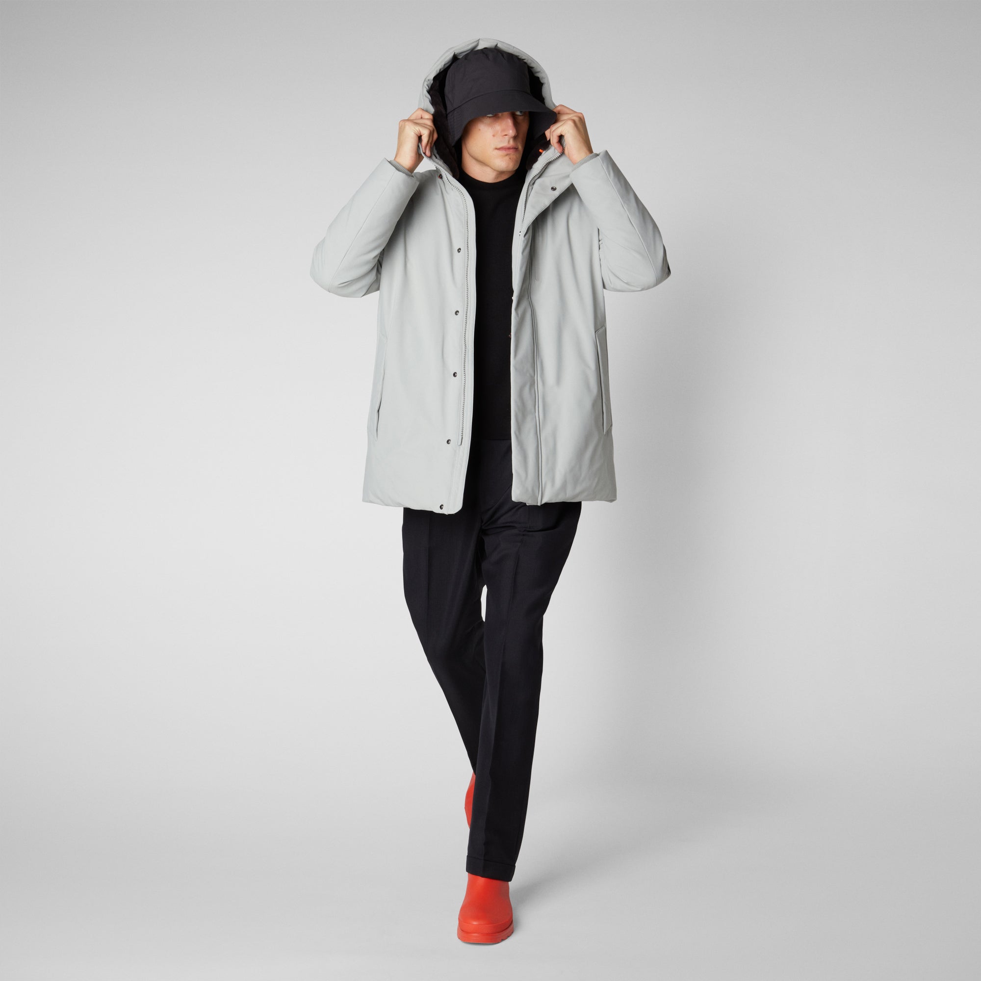 Men's Antoine Hooded Parka in Frost Grey - Save The Duck