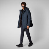 Man's Hooded Parka Antoine in BLUE BLACK - Arctic Man | Save The Duck