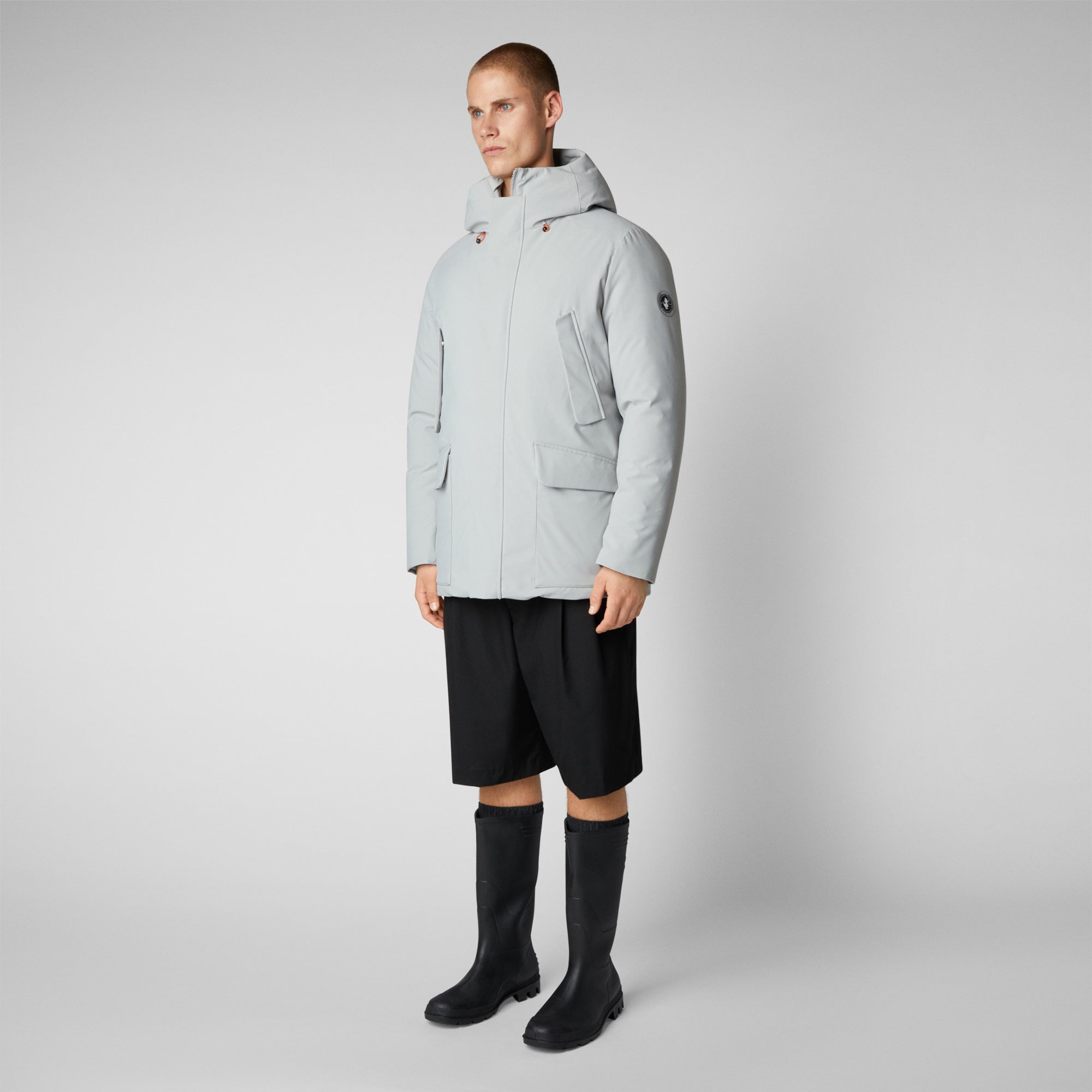 Men's Elon Hooded Parka in Frost Grey - Save The Duck