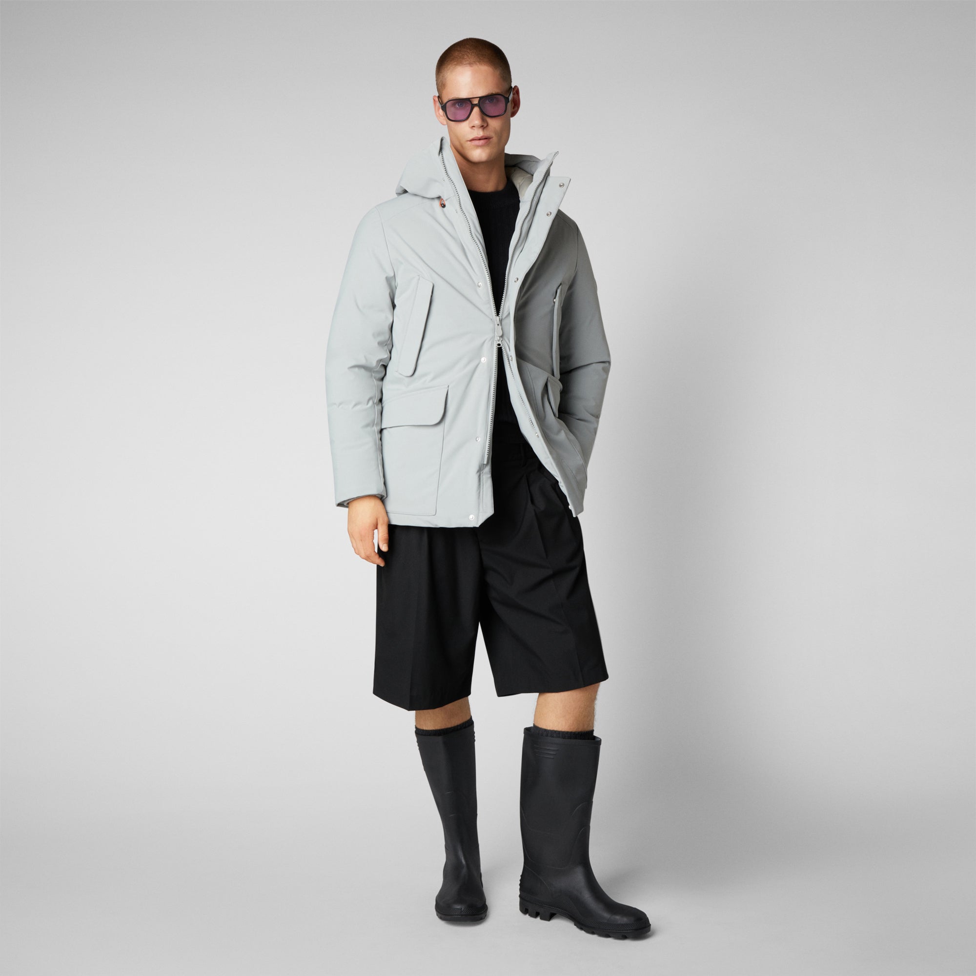 Men's Elon Hooded Parka in Frost Grey