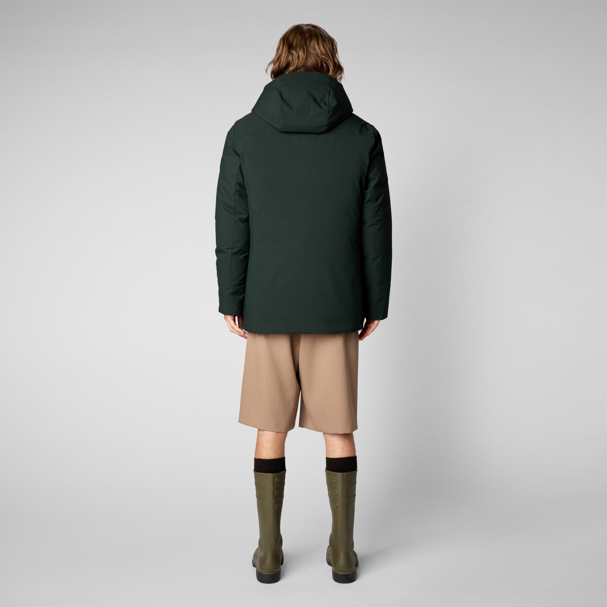 Men's Elon Hooded Parka in Green Black