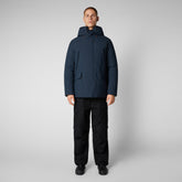 Men's Elon Hooded Parka in Blue Black - SMEG Collection | Save The Duck