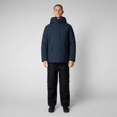 Men's Elon Hooded Parka in Blue Black | Save The Duck