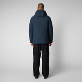 Men's Elon Hooded Parka in Blue Black - Men's Best Sellers | Save The Duck