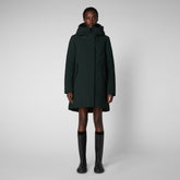 Women's Nellie Hooded Parka in Green Black - Women's Collection | Save The Duck