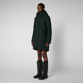 Women's Nellie Hooded Parka in Green Black - Women's Parkas | Save The Duck